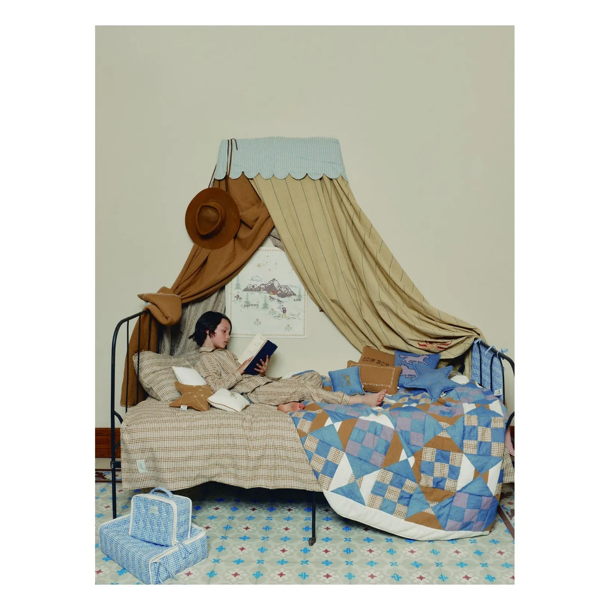 Editions Aimable - Paulette bedding set | Noisette Vichy Cotton