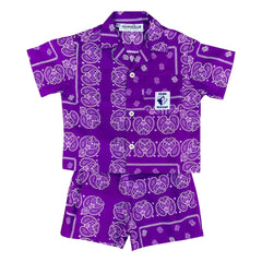 Club Trésor - Cassis Poplin Shirt and Shorts Set | Purple