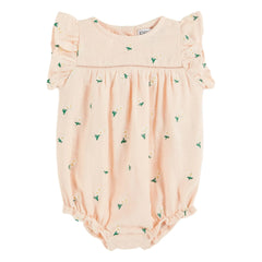 Emile et Ida - Floral Embroidered Romper | Pale Pink