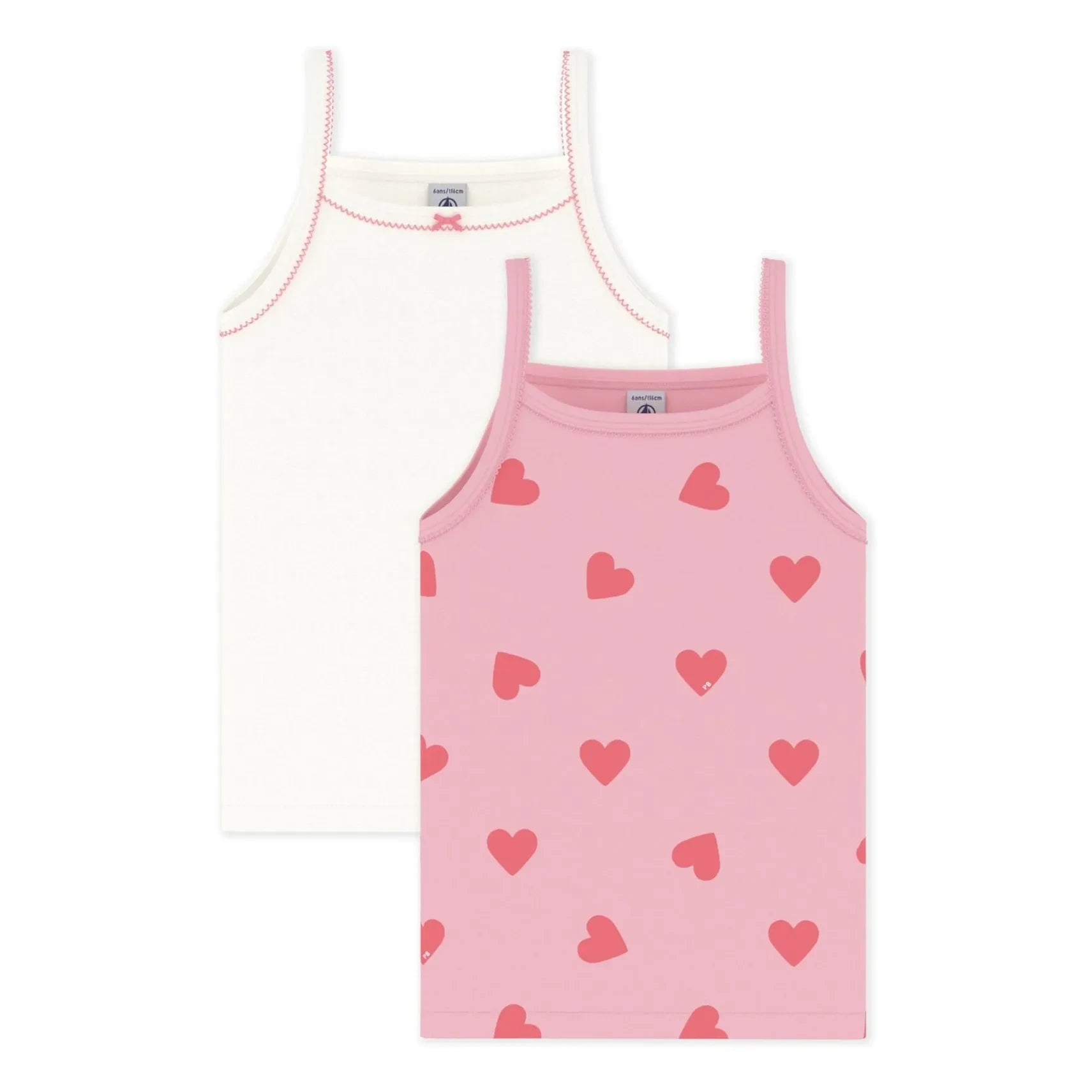 Petit Bateau - 2-Pack Heart Tank Top | Pink