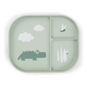 Done by Deer - Divided Crocodile Pattern Plate | Sage