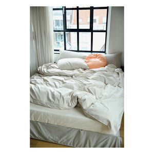 Suite 702 - Organic Percale Striped Duvet Cover - Olive-Cream | Olive