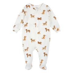 Petit Lem - Organic cotton and Modal pajamas, with dog paw details | White
