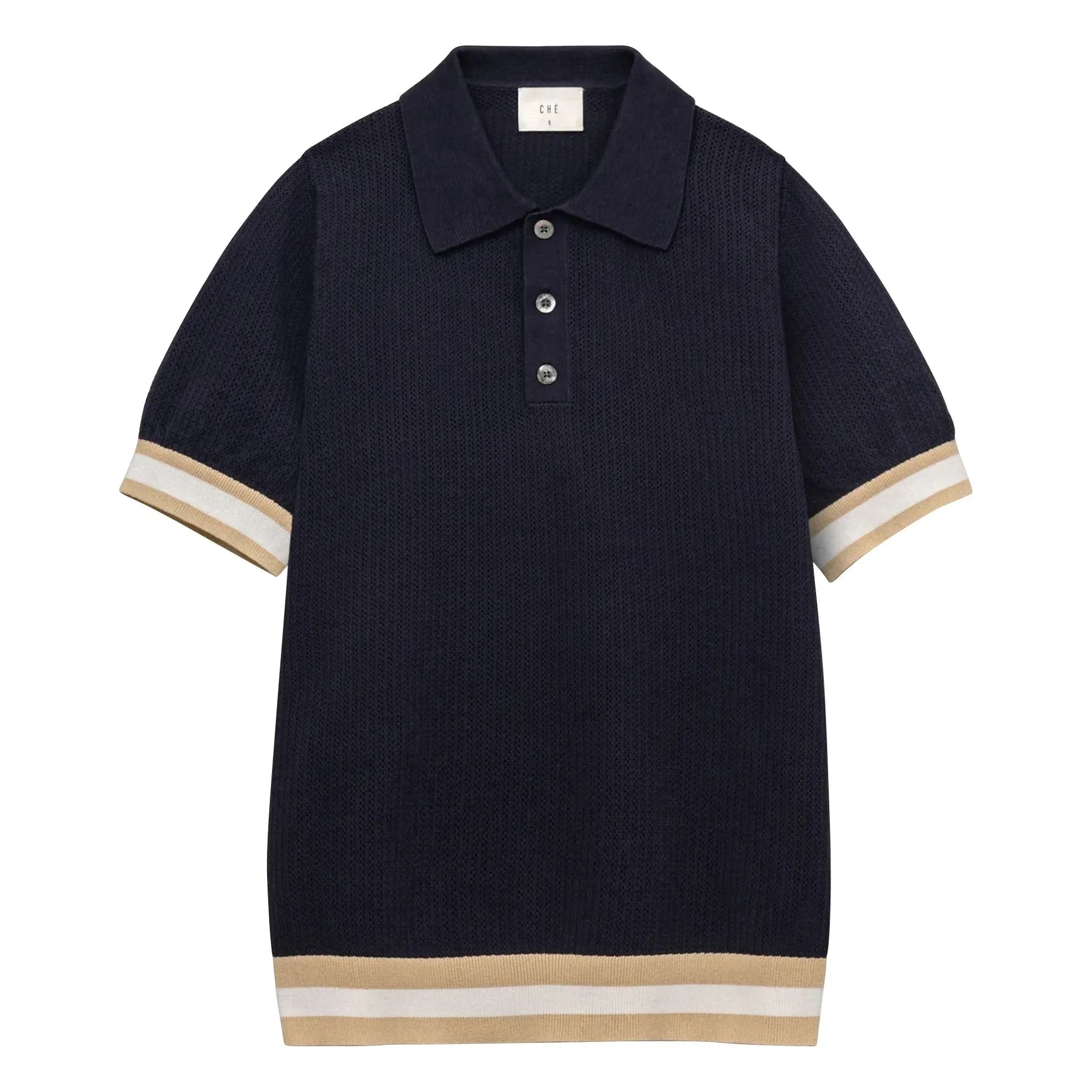 Ché Studios - Quinn Cotton Polo T-Shirt | Navy