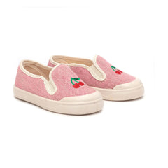 Pèpè - Pink T-Shirts with Cherry Embroidery Slip-Ons