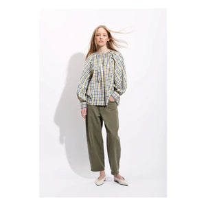 BELLEPIECE - Ernesto Cotton Check Blouse | Blue