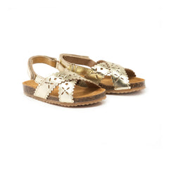 Pèpè - Two Con Me - Perforated Cross-Strap Sandals | Gold