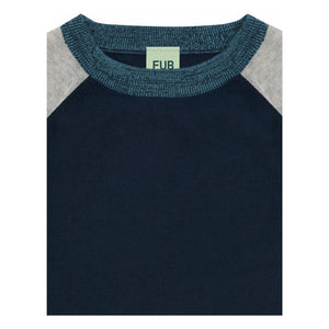 FUB - Color Block T-Shirt Extra Thin Mesh Organic Cotton | Navy Blue