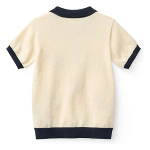 Copenhagen Colors - Kangaroos organic cotton knitted polo shirt | Cream