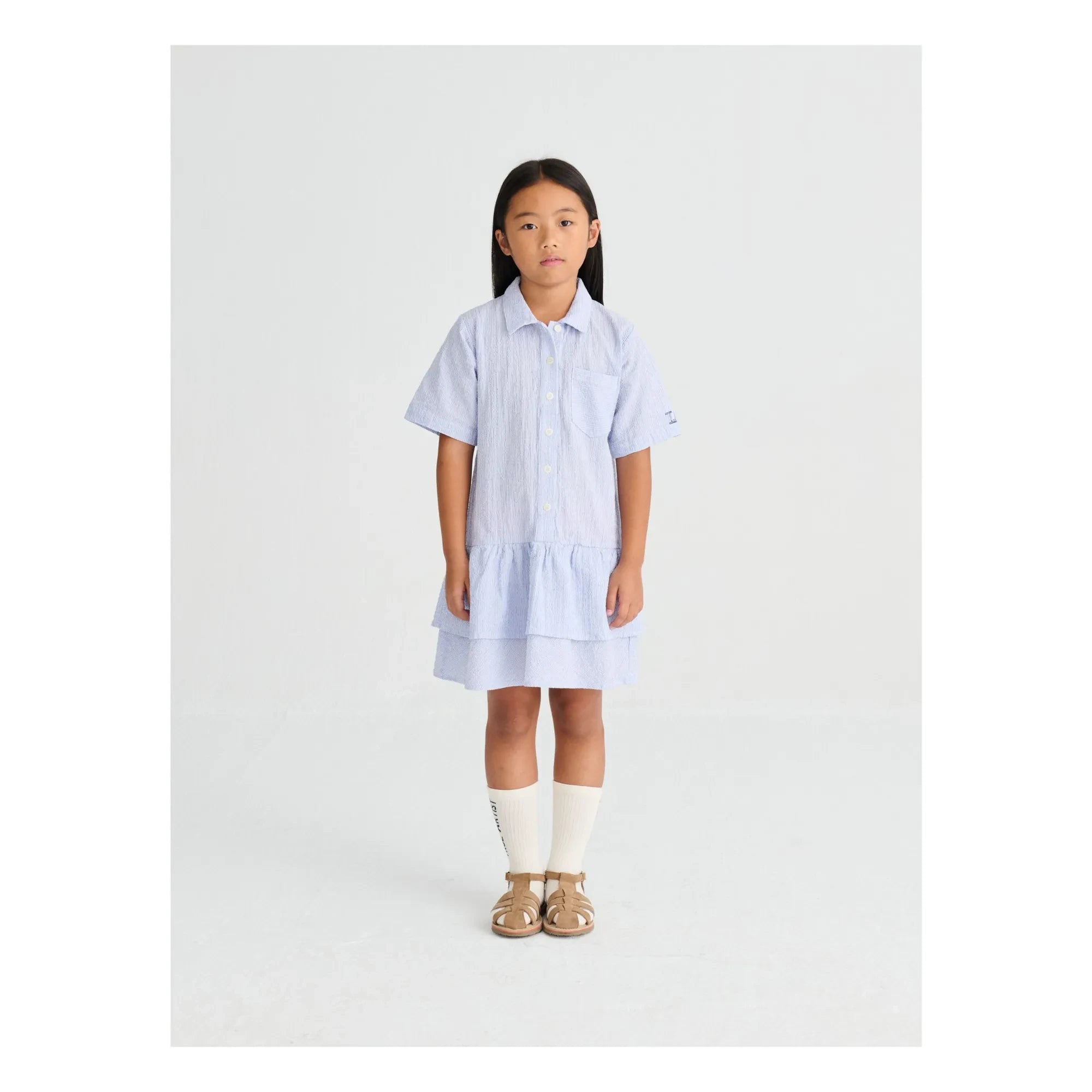 True Artist - N°16 Striped Seersucker Dress | Blue