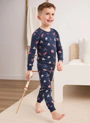 Petit Lem - Organic Cotton Hockey Pajamas | Navy