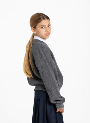 Smallable Kid - Abbey Organic Cotton Cardigan | Grey Mélange