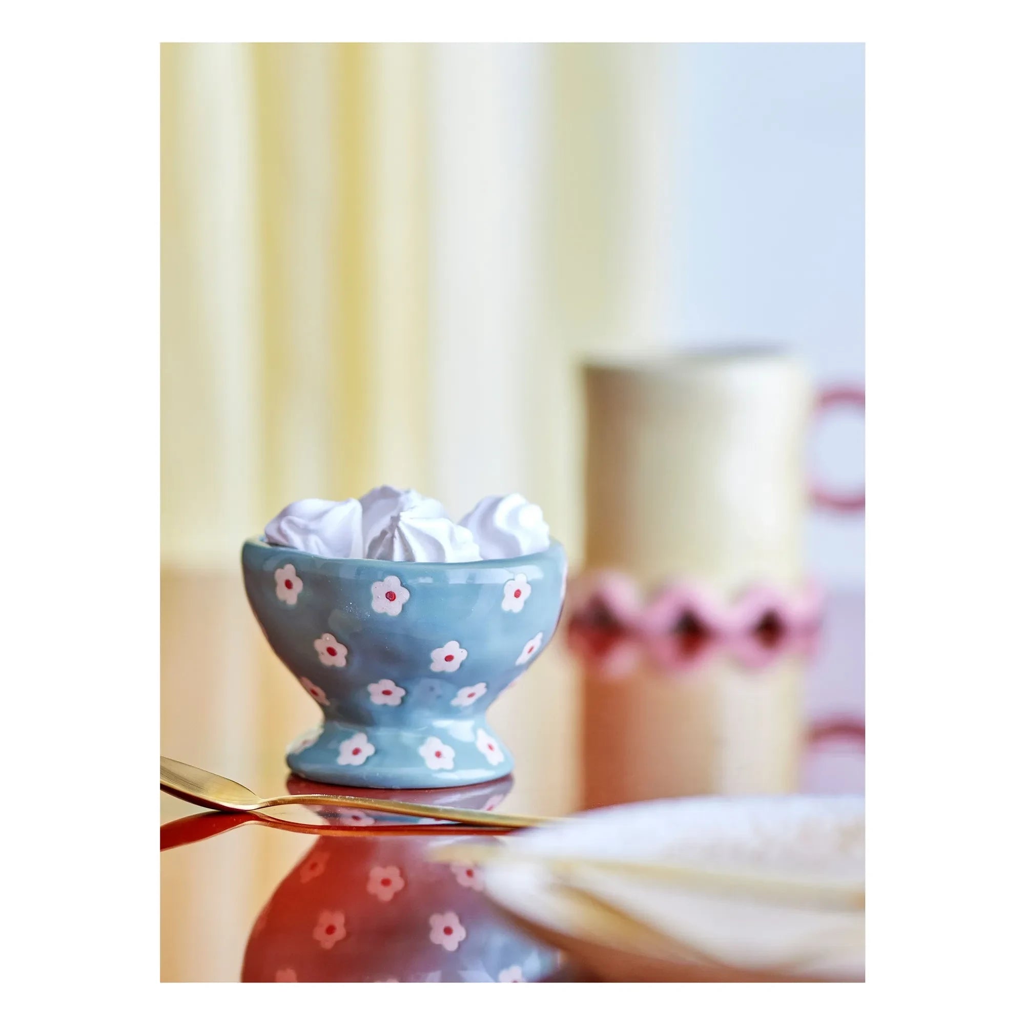 Bloomingville - Floral Patterned Stoneware Bowl Nini | Blue