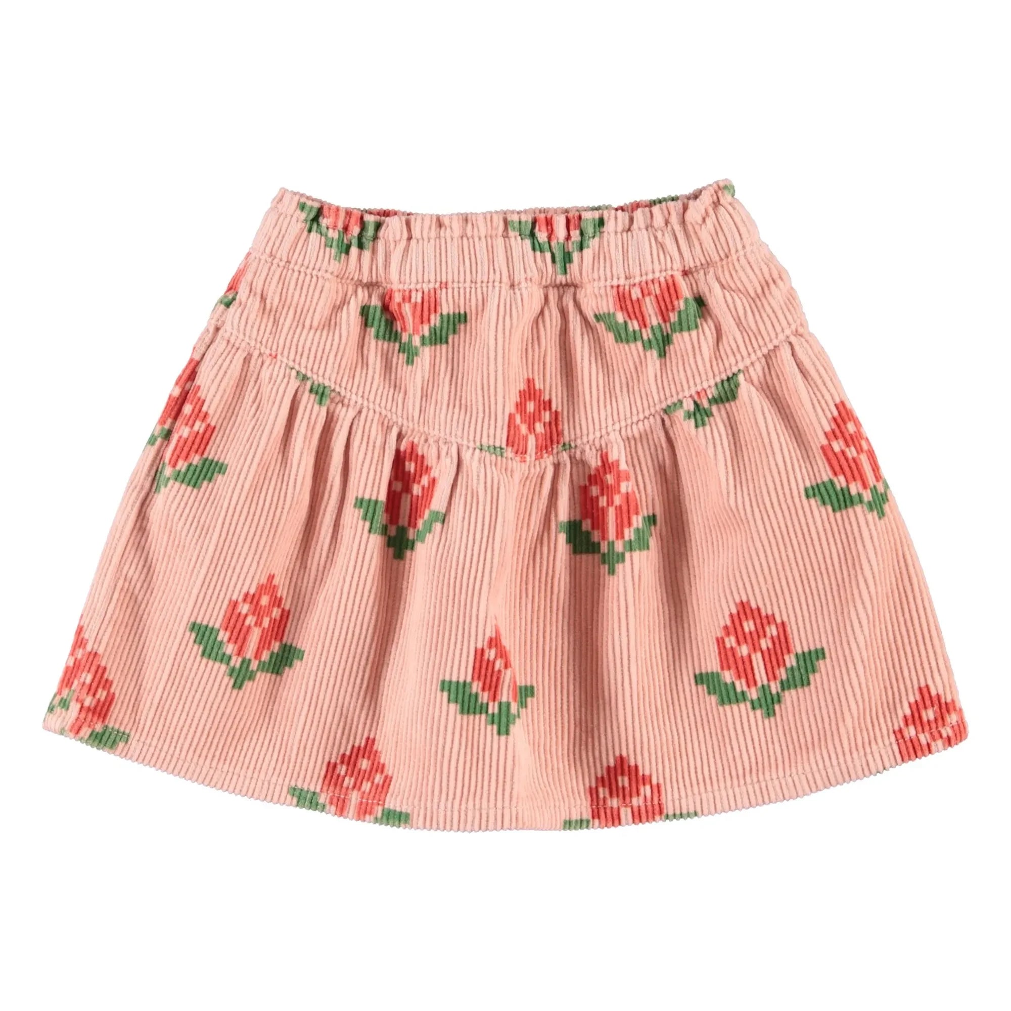 Piupiuchick - Floral Velvet Organic Cotton Skirt | Pink