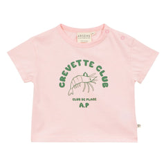 Arsène et Les Pipelettes - Shrimp Club Organic Cotton T-Shirt | Pale Pink