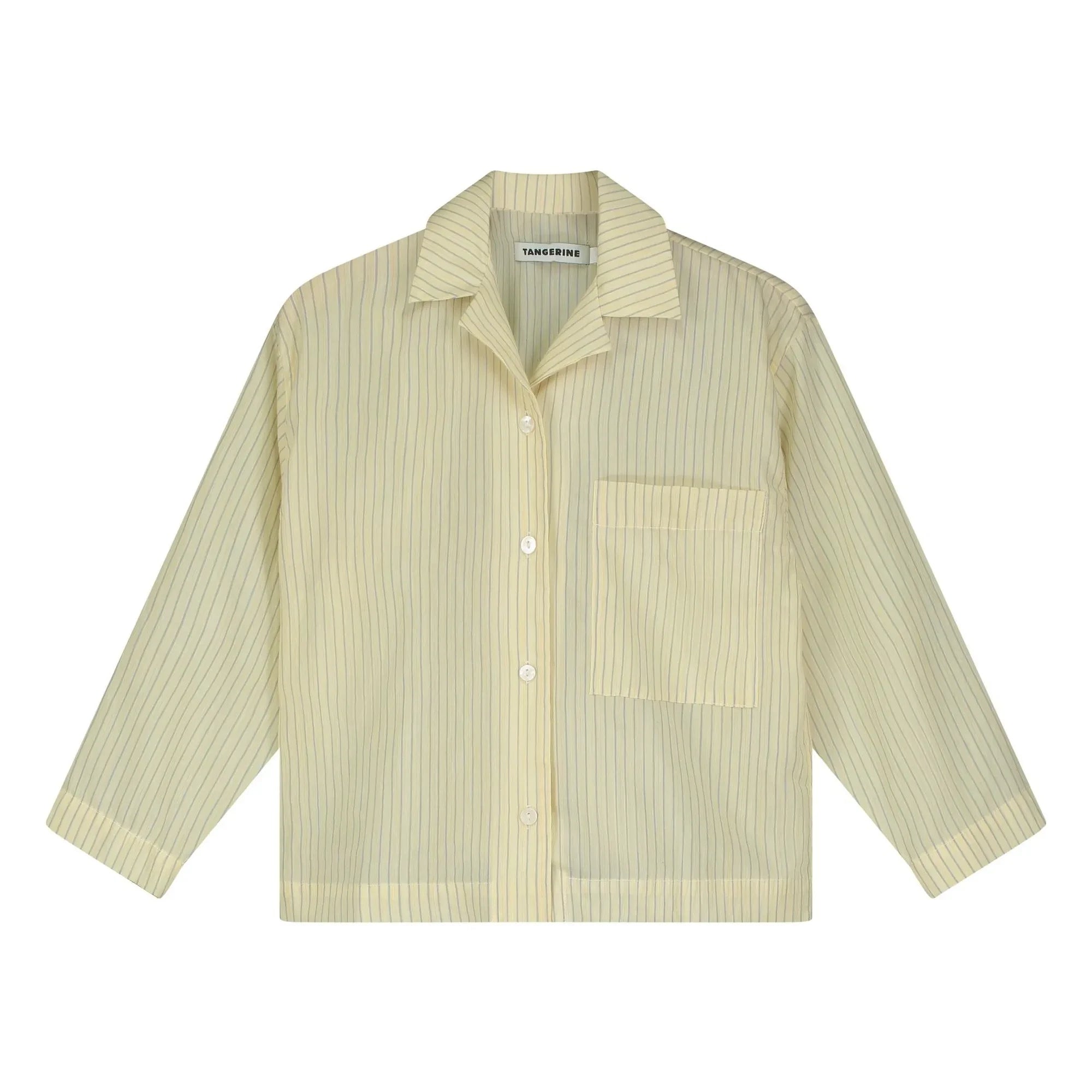 Tangerine - Striped Bowling Shirt | Pale Yellow