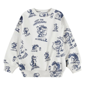 Molo - Mar Dinosaurs Organik Pamuklu Kazak | Beyaz