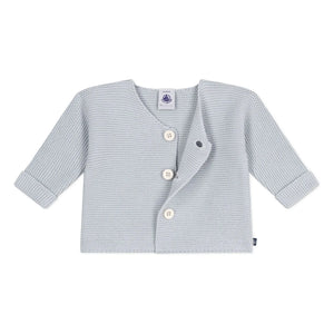 Petit Bateau - Organic Cotton Fine Knit Cardigan | Light Gray