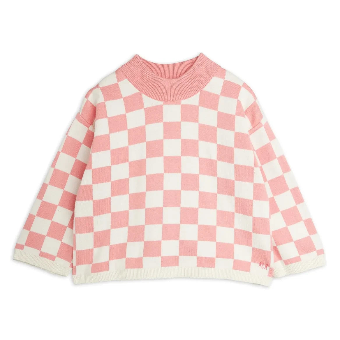 Mini Rodini - Damier organik pamuklu sweatshirt | Pembe