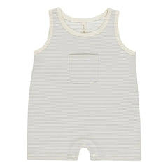 Quincy Mae - Striped Pocket Romper Shorts | Ecru