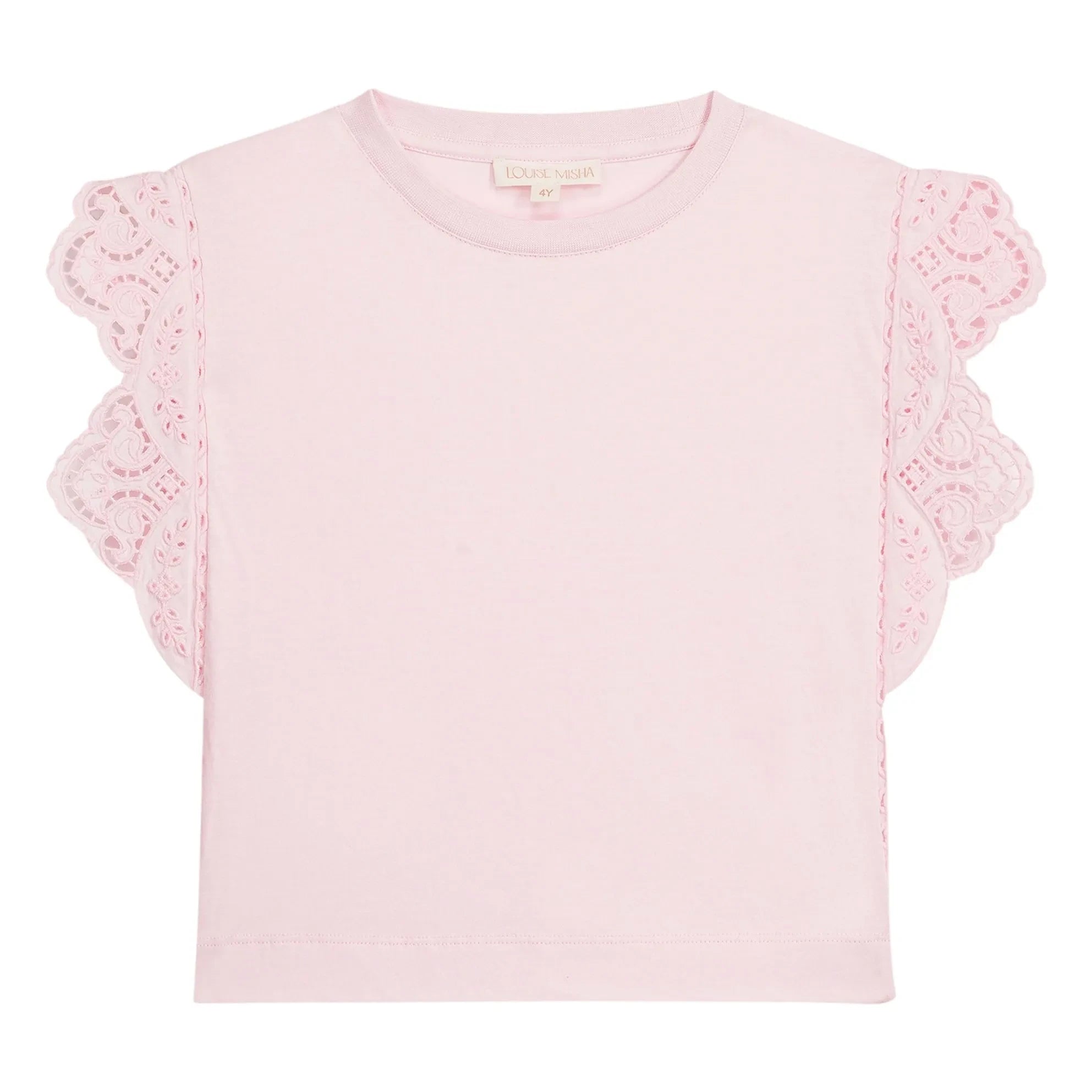 Louise Misha - Malalia Embroidered Organic Cotton T-Shirt | Pink