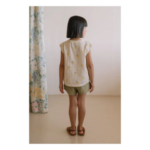 Studio Bohème - Georgette Waffle Shorts Organic Cotton Gauze | Open khaki