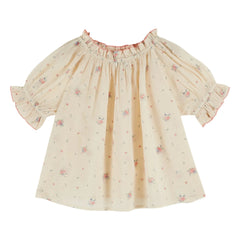 Emile et Ida - Floral Pattern Balloon Blouse Made of Organic Cotton | Cream
