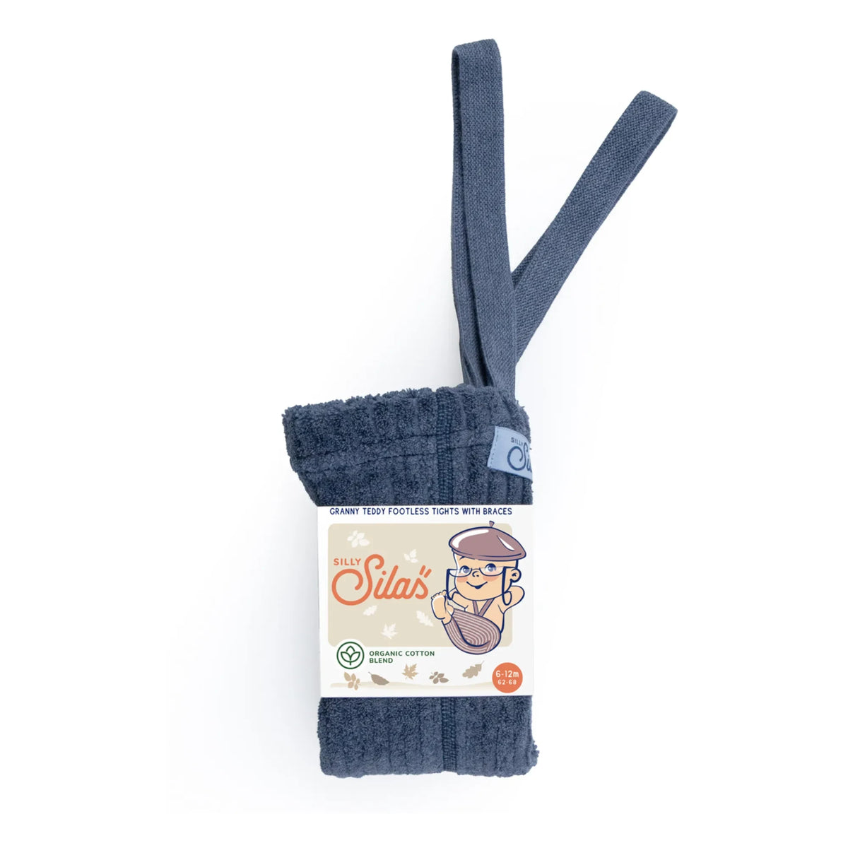 Silly Silas - Organic cotton terry Granny Teddy Footless Bib Tights | Çelik