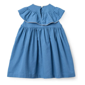 Copenhagen Colors - Organic Cotton Embroidered Collar Dress | Blue