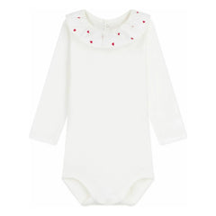 Petit Bateau - Organic Cotton Ruffled Collar Bodysuit | White