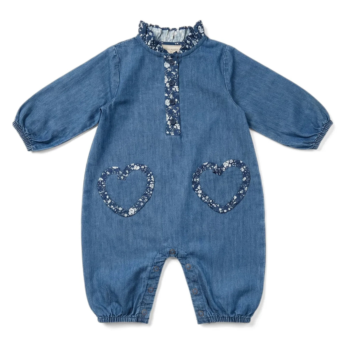 Louis Louise - Garlone Denim Floral Romper | Blue