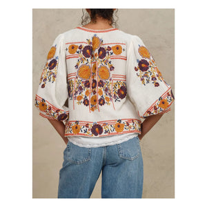 M.A.B.E. - Greta Cotton Embroidered Jacket | Orange
