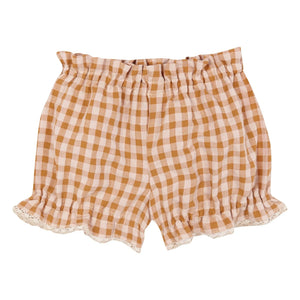 birinit - Organic cotton Vichy blouse and bloomer set | Caramel
