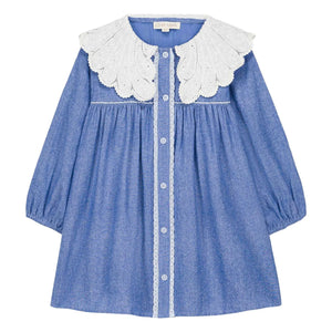 Louise Misha - Hyacinte Organic Cotton Dress | Denim Blue