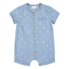 Petit Lem - Organic Cotton Chambray Anchor Jumpsuit | Denim blue
