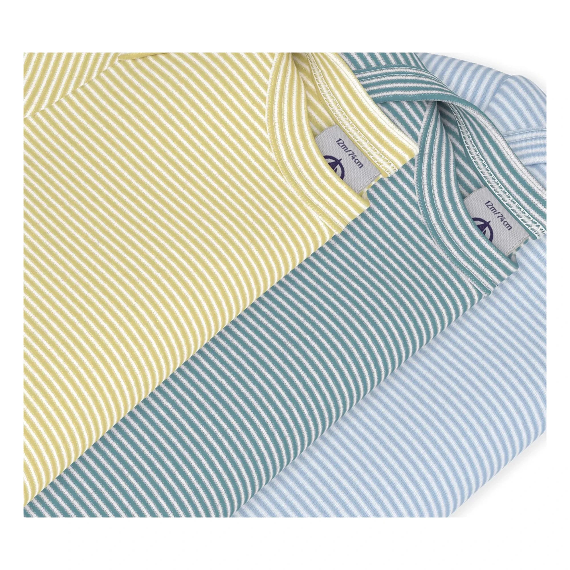 Petit Bateau - 3-Pack Striped Bodysuit Set | Yellow
