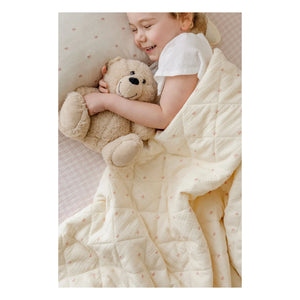 Soft Spot - Organic Cotton Ribbed Quilted Blanket | Ecru