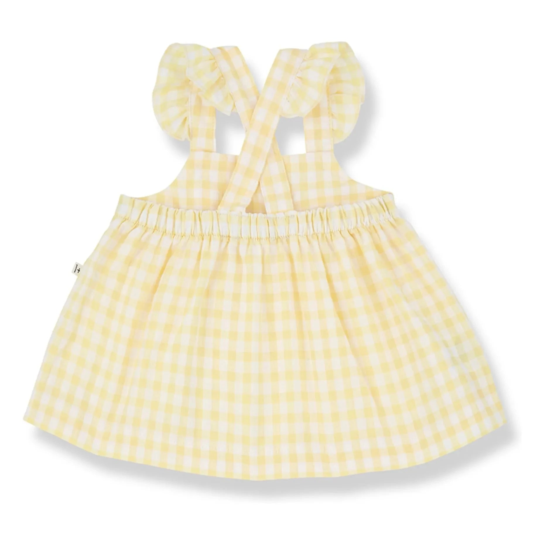 1+ in the Family - Rhodes Vichy Seersucker Dress and Tights Set | Light Yellow