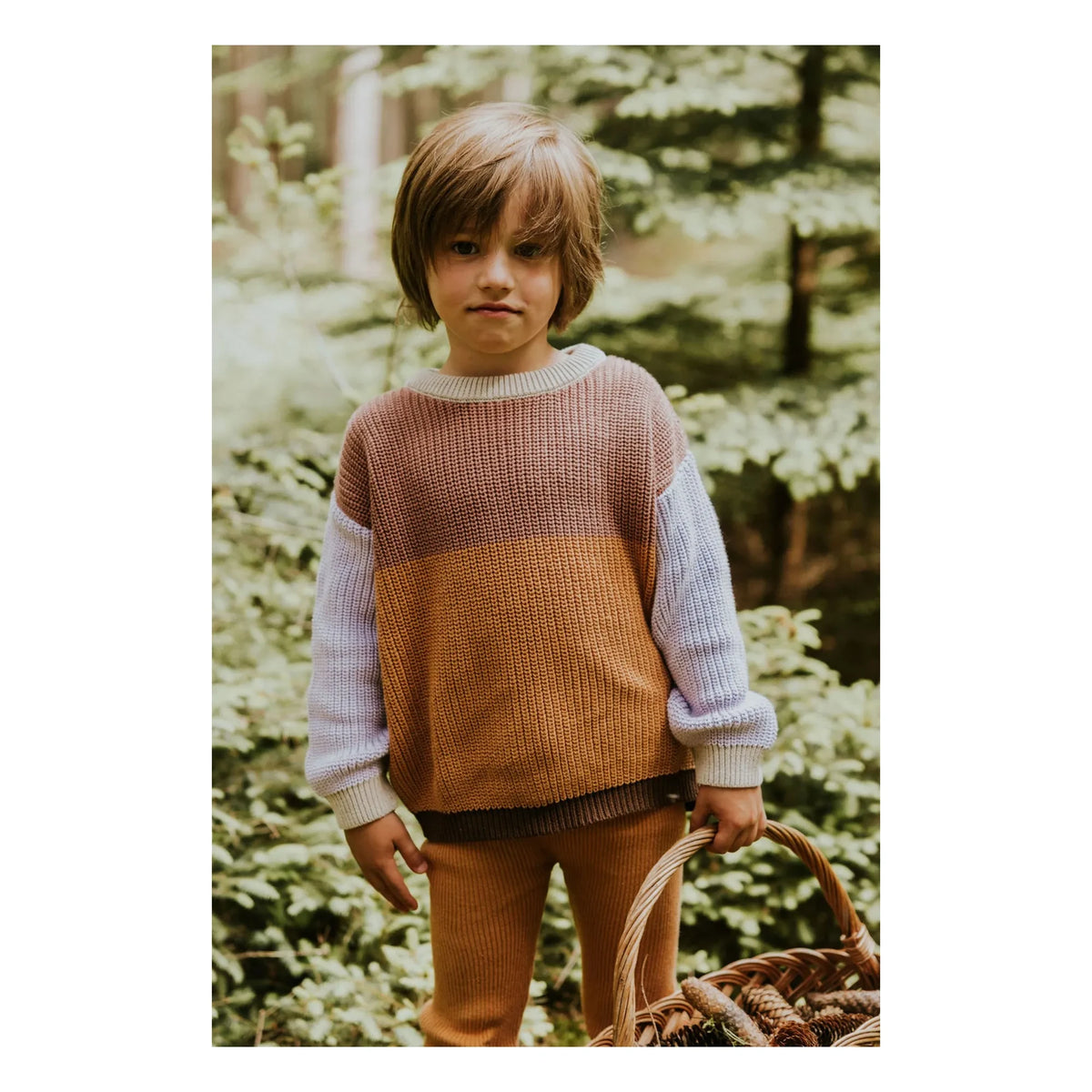 Yuki - Colorblock Organic Cotton Sweater | Brown