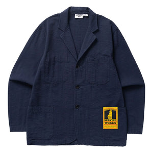 Service Works - Seersucker Server Jacket | Navy Blue