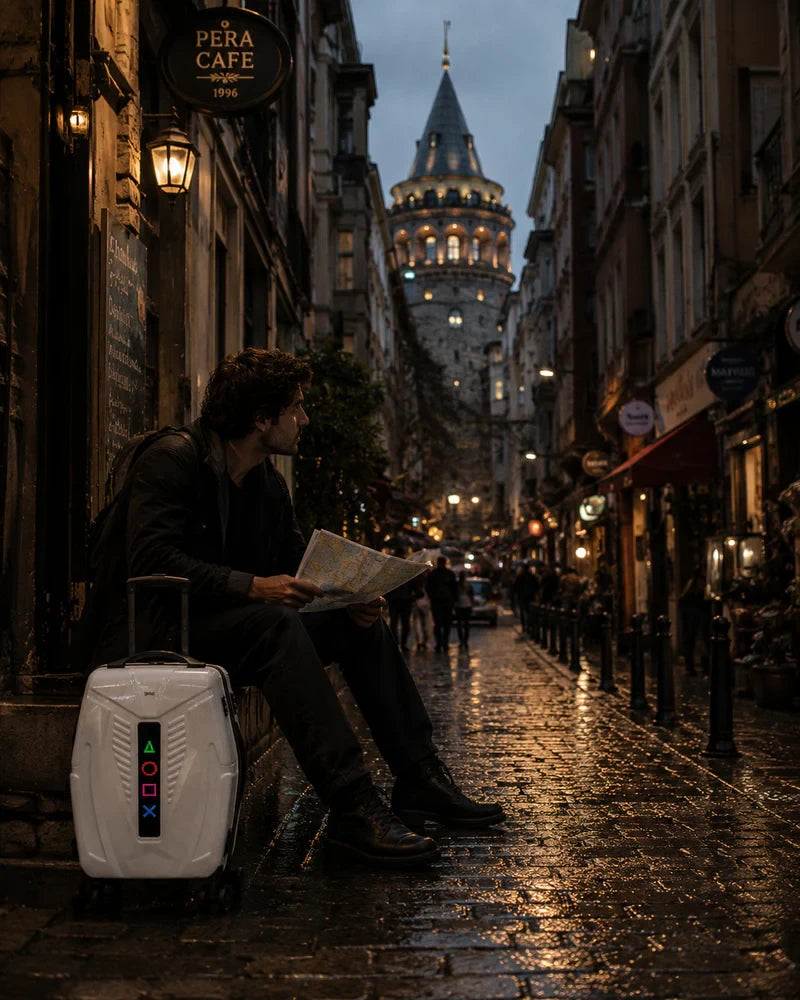 iPixi - Galaxy Voyager LED Ekranlı Akıllı Beyaz Valiz