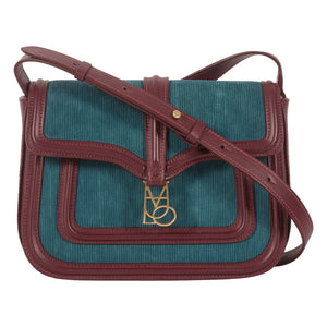 Maria de la Orden - Noah Velvet and Leather Bag | Petrol Blue