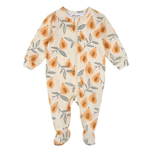 Petit Lem - Organik Pamuklu Papaya Ayaklı Pijama | Bej