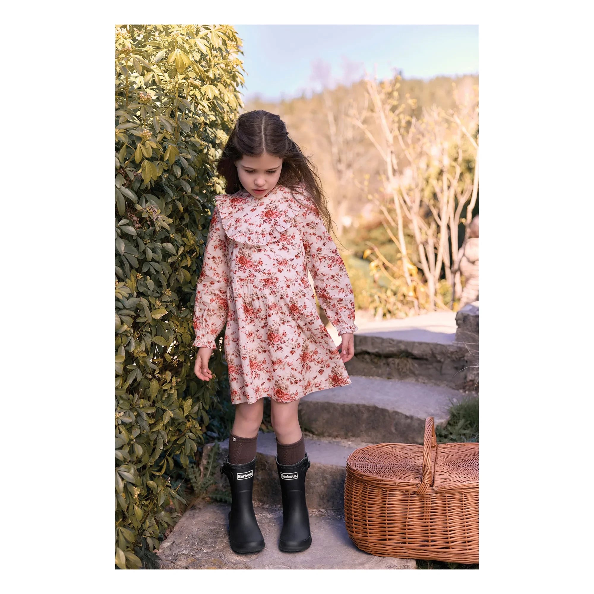 Tartine et Chocolat - Floral Ruffle Collar Dress | Pink