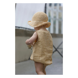 Lililotte - Arthus Check Organic Cotton Romper | Yellow