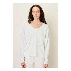 American Vintage - Long Sleeve V-Neck T-Shirt Sonoma | White
