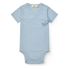 Copenhagen Colors - Organic Cotton Pointelle Cross-Front Bodysuit | Light Blue