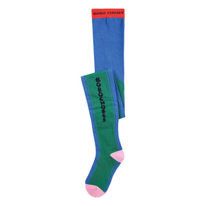 Bobo Choses - Bobo Color Block Organic Cotton Tights | Blue