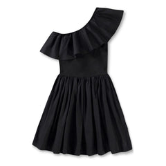 Molo - Chloey Organic Cotton Asymmetrical Ruffled Dress | Black