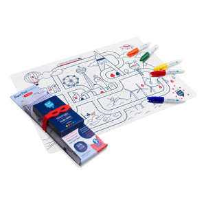 Superpetit - 5-Pen and City Adventure Wristband with Table Coloring Set